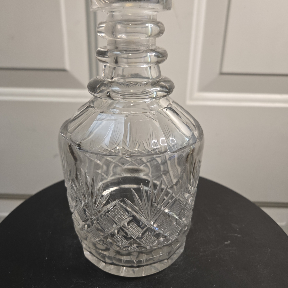 Georgian Irish Cut Crystal Glass Decanter Antique c1820